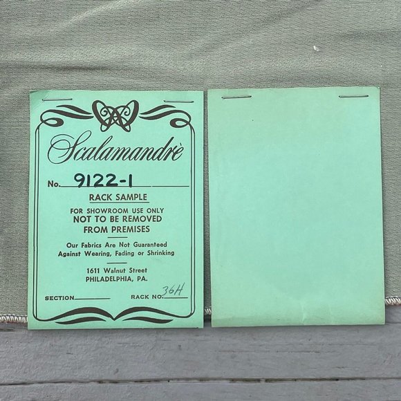 Mid-Century Modern White Lodge Italy Silk Jade Blue Scalamandre Silks Sample - Picture 3 of 16